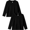 Family Feeling Kids Long Sleeve Crewneck Tshirt Boys Plain T-Shirt(Black)