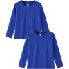 Family Feeling Kids Long Sleeve Crewneck Tshirt Boys Plain T-Shirt(Blue)