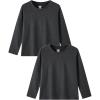 Family Feeling Kids Long Sleeve Crewneck Tshirt Boys Plain T-Shirt(Dark Heather)