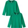 Family Feeling Kids Long Sleeve Crewneck Tshirt Boys Plain T-Shirt(Green)