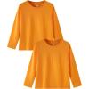 Family Feeling Kids Long Sleeve Crewneck Tshirt Boys Plain T-Shirt(Orange)