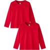 Family Feeling Kids Long Sleeve Crewneck Tshirt Boys Plain T-Shirt(Red)
