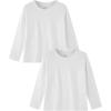 Family Feeling Kids Long Sleeve Crewneck Tshirt Boys Plain T-Shirt(White)