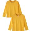 Family Feeling Kids Long Sleeve Crewneck Tshirt Boys Plain T-Shirt(Yellow)