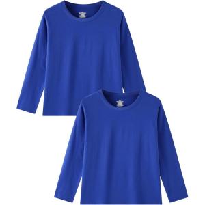 Family Feeling Kids Long Sleeve Crewneck Tshirt Boys Plain T-Shirt(Blue)