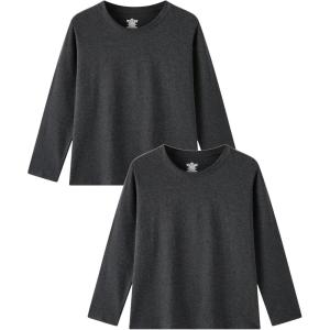 Family Feeling Kids Long Sleeve Crewneck Tshirt Boys Plain T-Shirt(Dark Heather)
