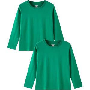 Family Feeling Kids Long Sleeve Crewneck Tshirt Boys Plain T-Shirt(Green)