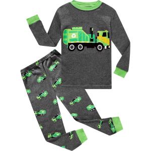 Family Feeling Little Boys Pajamas Sets 100% Cotton Long sleeve Pjs(Garbage Truck/F9)
