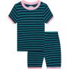 Family Feeling Little Girls Striped Blue Pajamas Short Sleeve Summer 100% Cotton Kid Pjs 6