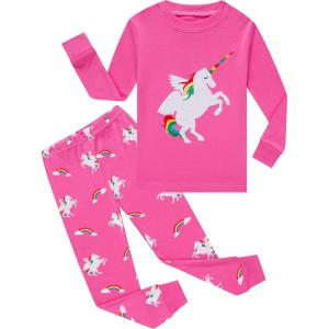Family Feeling Kids & Toddler Girls Boys Pajamas 2 Piece Pjs Set 100% Cotton Sleepwear(Unicorn/9297)