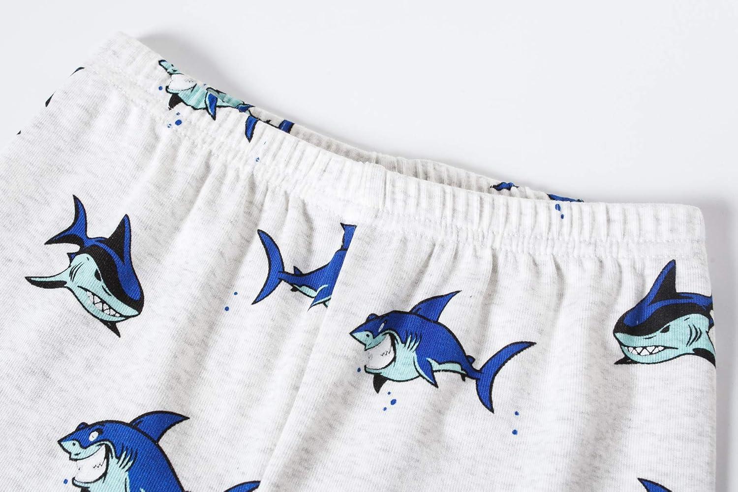 imageFamily Feeling Shark Little Boys Short Sleeve Summer Pjs Pajamas 100 Cotton Sleepwear Size 7