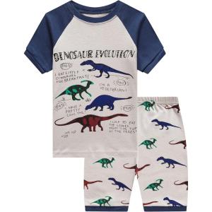 Family Feeling Little boys Dinosaur Pajamas Short Sets 100% Cotton Kid Summer Pjs 6