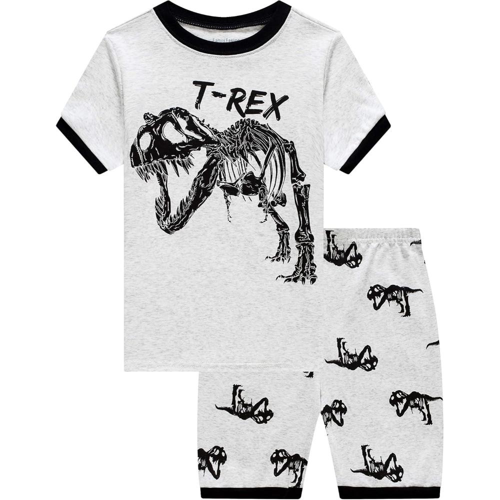 imageFamily Feeling Little Boys Dinosaur Pajamas Short Sets 100 Cotton Toddler Kid Summer 3T