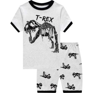 Family Feeling Little Boys Dinosaur Pajamas Short Sets 100% Cotton Toddler Kid Summer 3T