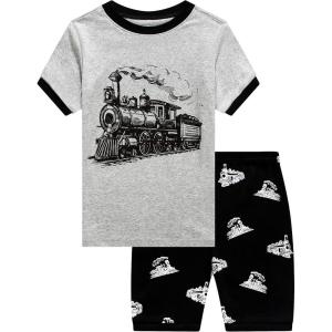 Family Feeling Little Boys Train Pajamas Short Sets 100% Cotton Kid 6
