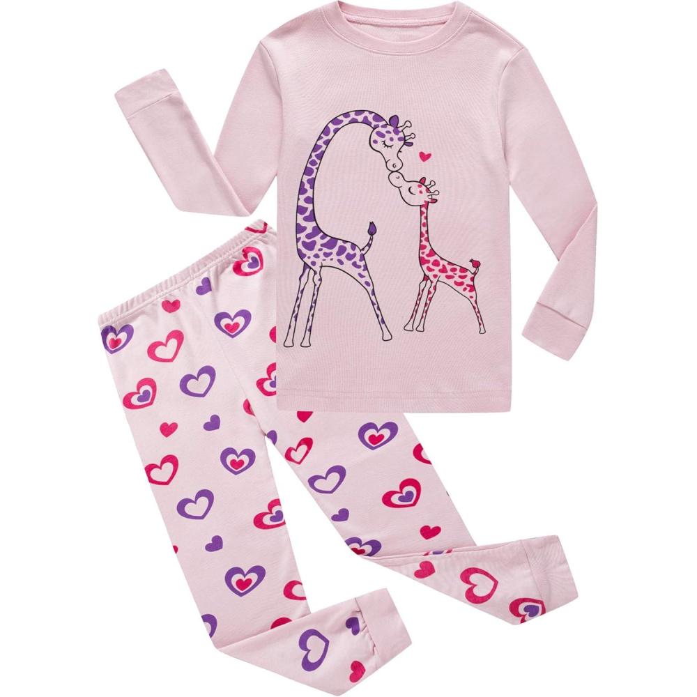 imageFamily Feeling Little Boys Pajamas Sets 100 Cotton Long sleeve PjsGiraffePink56