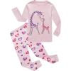 Family Feeling Little Boys Pajamas Sets 100% Cotton Long sleeve Pjs(Giraffe/Pink56)