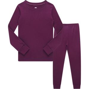 Family Feeling Little Big Boy Pajamas Sets 100% Cotton Pjs Kids Jammies(Solid-violet-red-2022)
