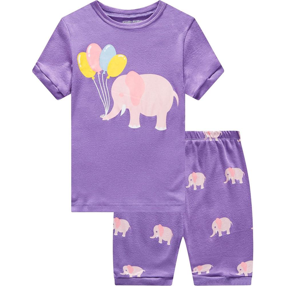 imageFamily Feeling Giraffe Little Girls Short Pajamas 100 Cotton ClothesElephantF1