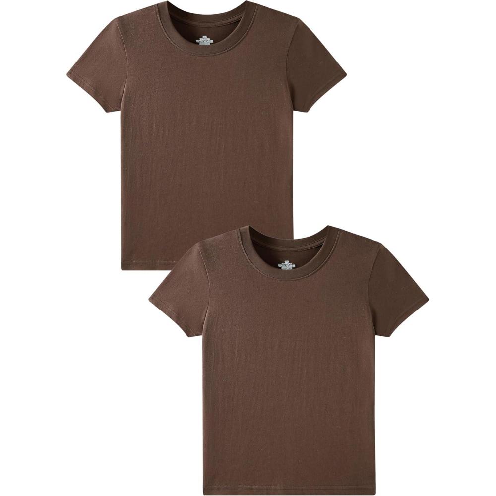 imageFamily Feeling Boys Short Sleeve Crewneck Kids TShirts Top Girls TeeBrown