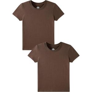 Family Feeling Boys Short Sleeve Crewneck Kids T-Shirts Top Girls Tee(Brown)