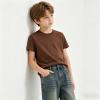 Family Feeling Boys Short Sleeve Summer Crewneck Kids T-Shirts One Piece Girls Tee(Brown)