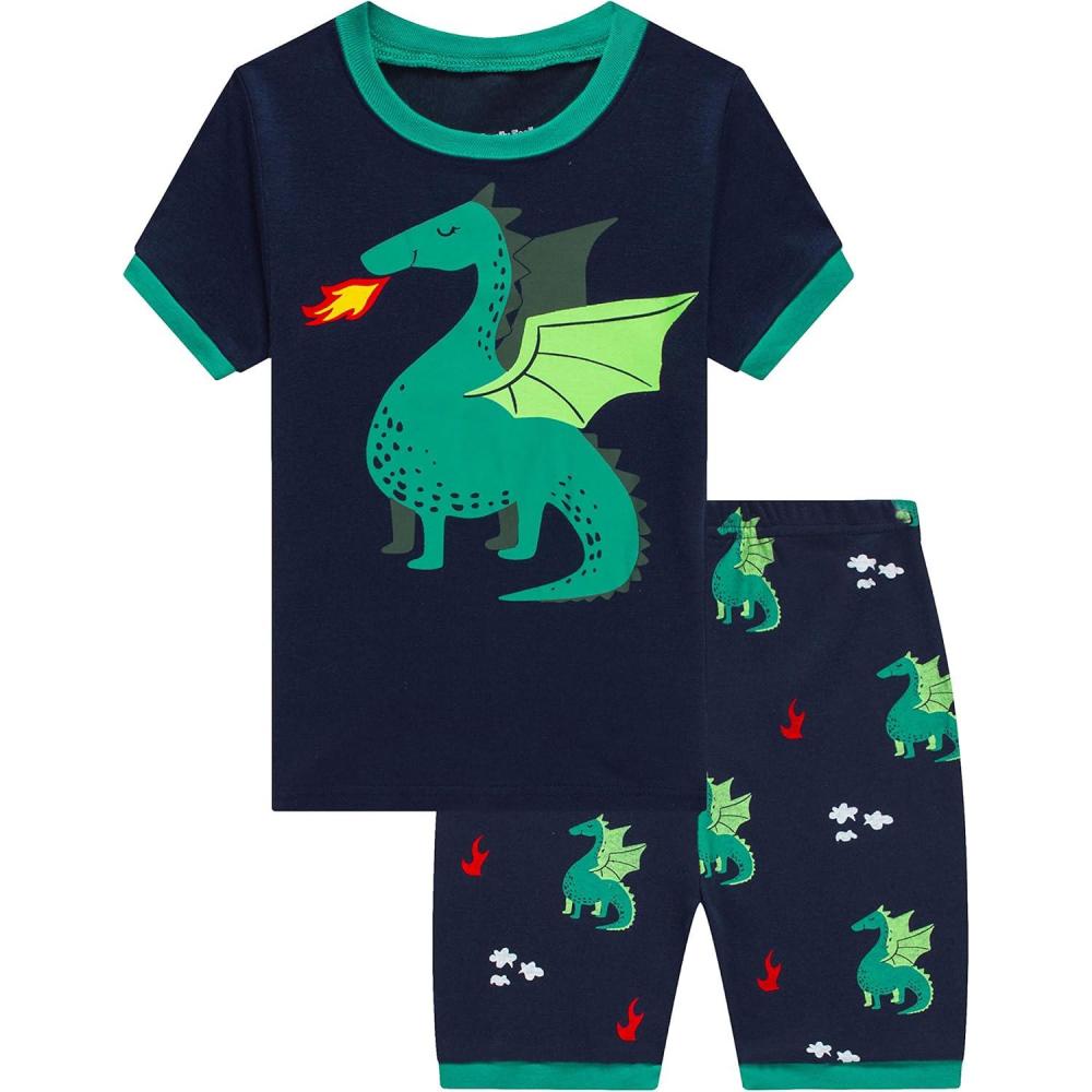 imageFamily Feeling Boys Summer Pajamas Sets Short SetsDragon PrintMulticolored