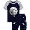Family Feeling Boys Summer Pajamas Sets Short Sets(Moon Print/Navy Blue)