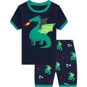 Family Feeling Boys Summer Pajamas Sets Short Sets(Dragon Print/Multicolored)