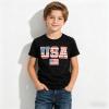 Family Feeling Boys Short Sleeve Summer Crewneck Kids T-Shirts One Piece Girls Tee(American Flag-black)