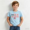 Family Feeling Boys Short Sleeve Summer Crewneck Kids T-Shirts One Piece Girls Tee(American Flag-blue)