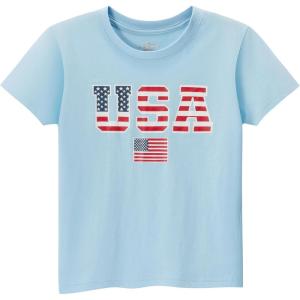 Family Feeling Boys Short Sleeve Summer Crewneck Kids T-Shirts One Piece Girls Tee(American Flag-blue)