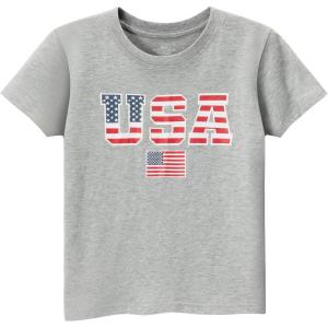 Family Feeling Boys Short Sleeve Summer Crewneck Kids T-Shirts One Piece Girls Tee(American Flag-grey)