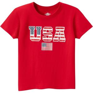 Family Feeling Boys Short Sleeve Summer Crewneck Kids T-Shirts One Piece Girls Tee(American Flag-red)