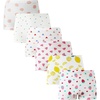 Family Feeling Soft Cotton Girls’ Boyshort Panties Brief Underwear(6 Pack -Heart/Strawberry/Star/Lemon)